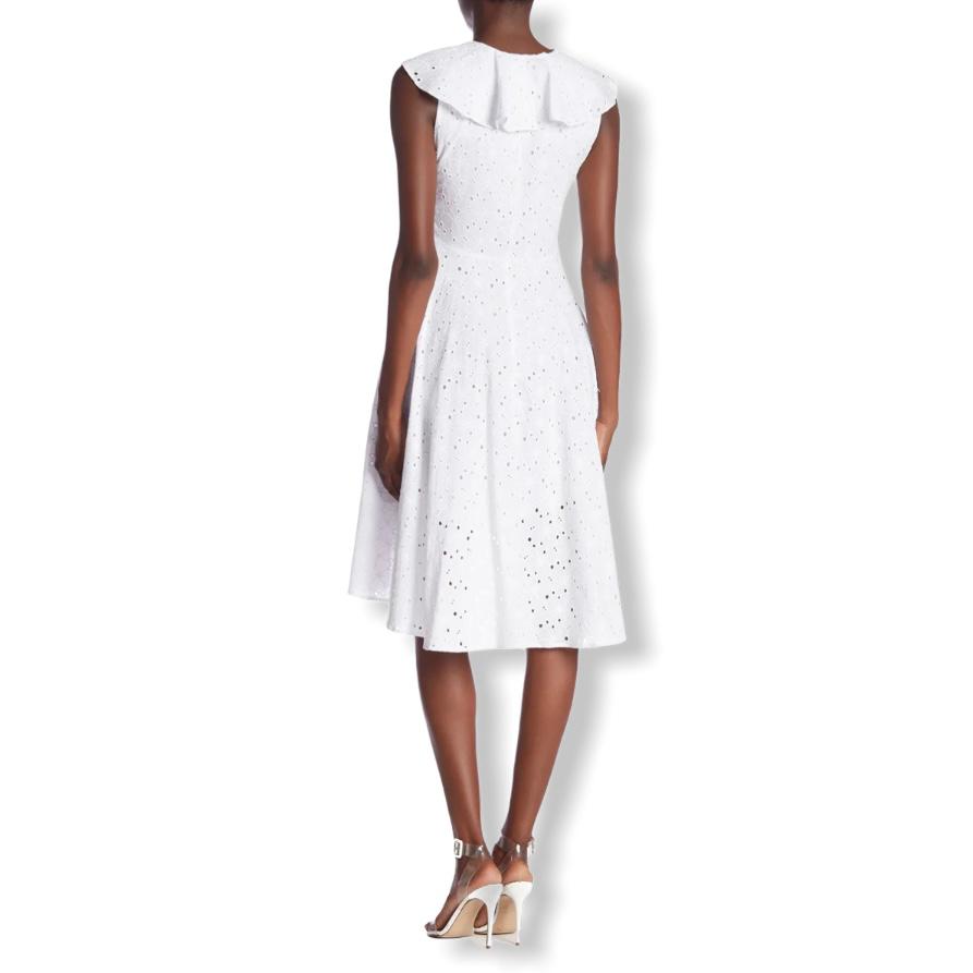 Women's Dress White Eyelet Sleeveless Asymmetric Hem