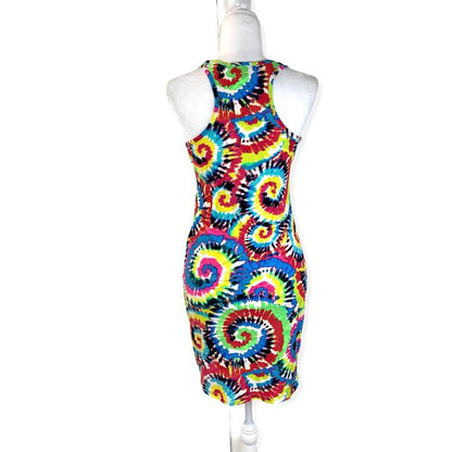 Printed Tie Dye Sleeveless Mini Tank Bodycon Dress