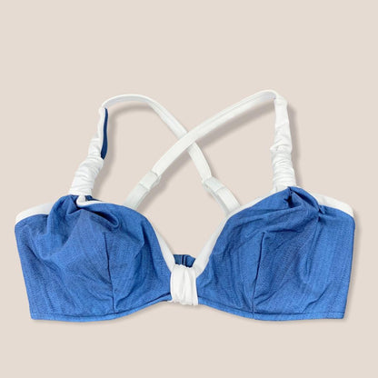 Blue Denim/White Bikini Top Size 8 Adjustable Strap Women's Swimwear