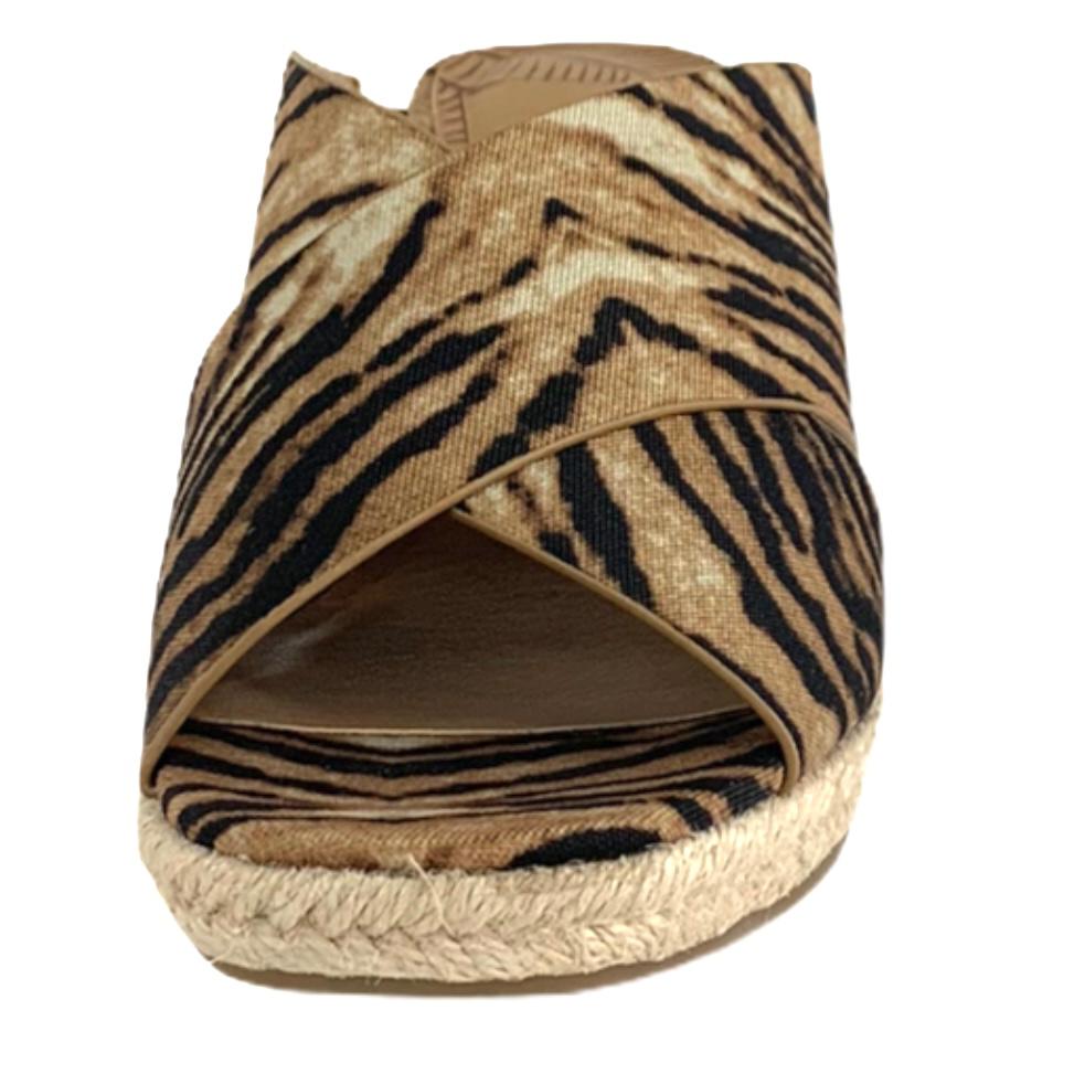 Crisscross Straps Espadrille Animal Print Size 7.5M Wedge Sandals
