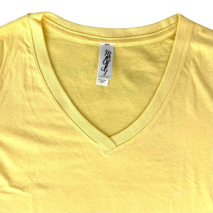 Yellow Size XS V-Neck Top short Sleeve Women's T-Shirt