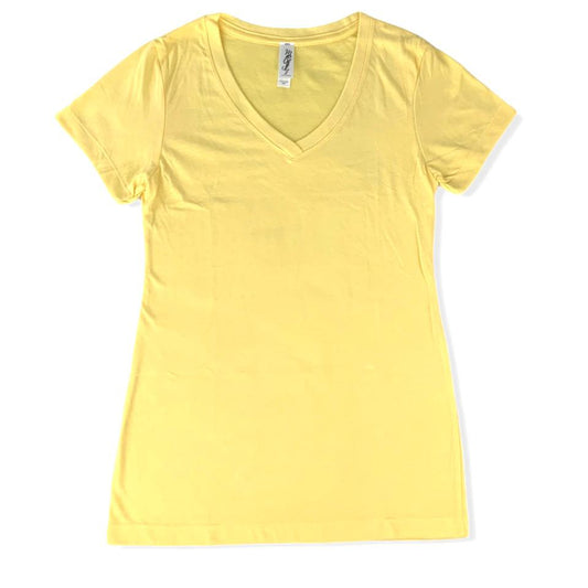 Yellow Size XS V-Neck Top short Sleeve Women's T-Shirt