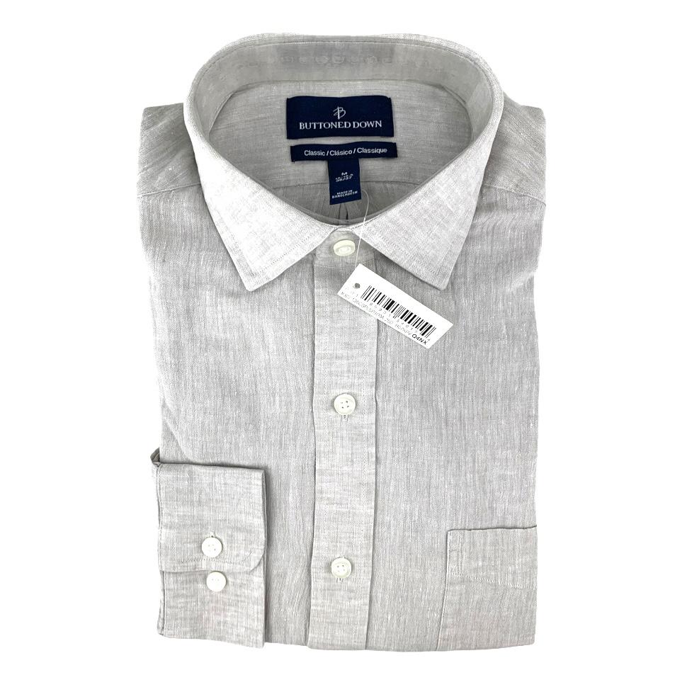 Gray Long Sleeve Button Down Classic Men's Shirt