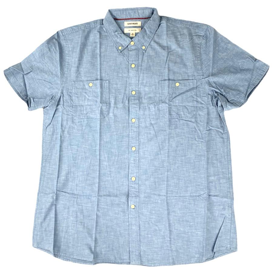 Blue Short Sleeve Slim-Fit Size XXL Men's Shirt