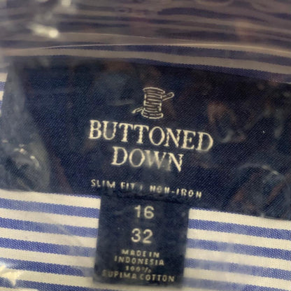 Blue/White Stripe Long Sleeve Button-Up Size 16"x32" Men's Shirts