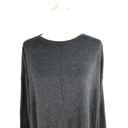 Seamfront Mixed Media Tunic Top Gray Plus Size OX Top Women's Sweaters