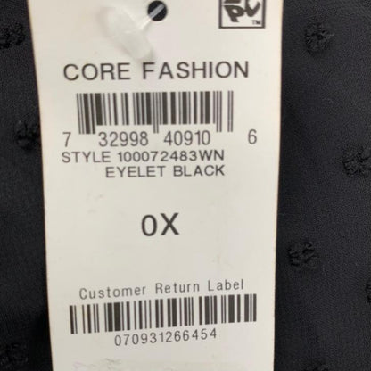 Plus Size OX Black Mixed-Media Sheer-Sleeve Women's Blouses