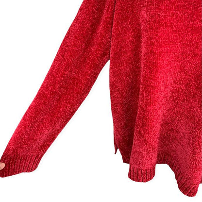 Haute Red Chenille V-Neck Plus Size 2X Long Sleeve Women's Sweaters
