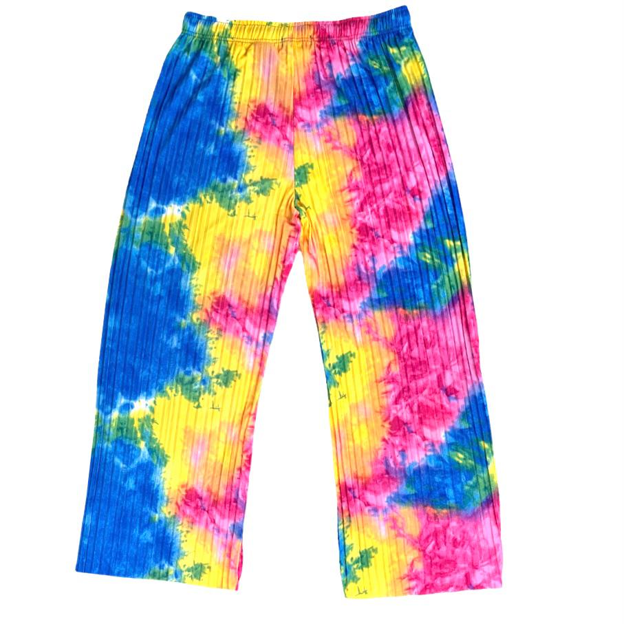 Tie Dye Multicolor Plus Size 1X Wide Leg Women's Pants