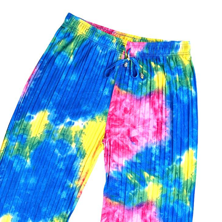 Tie Dye Multicolor Plus Size 1X Wide Leg Women's Pants