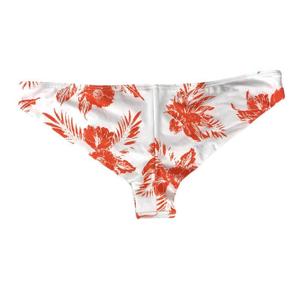 Orange/White Floral Print Bikini Top/Bottom Size M Women's Swimwear