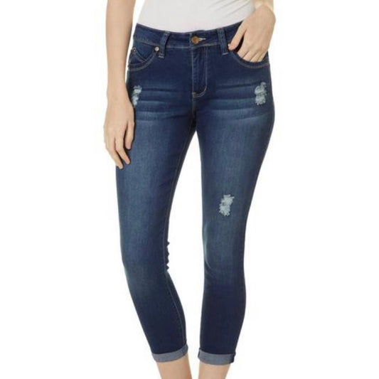 Blue Denim Distressed Slim Fit Size 6 Stretch Women's Ankle Jeans