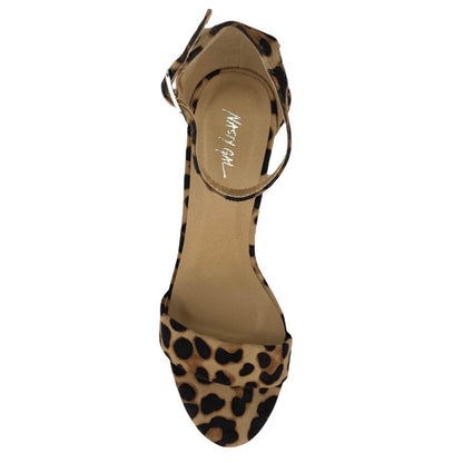 Animal Print Faux Suede Block Heel Open Toe Size 7 Women's Sandals