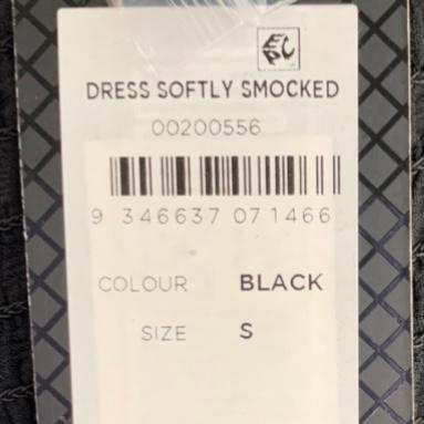 Softly Smocked Black Size 16 Women's Dress