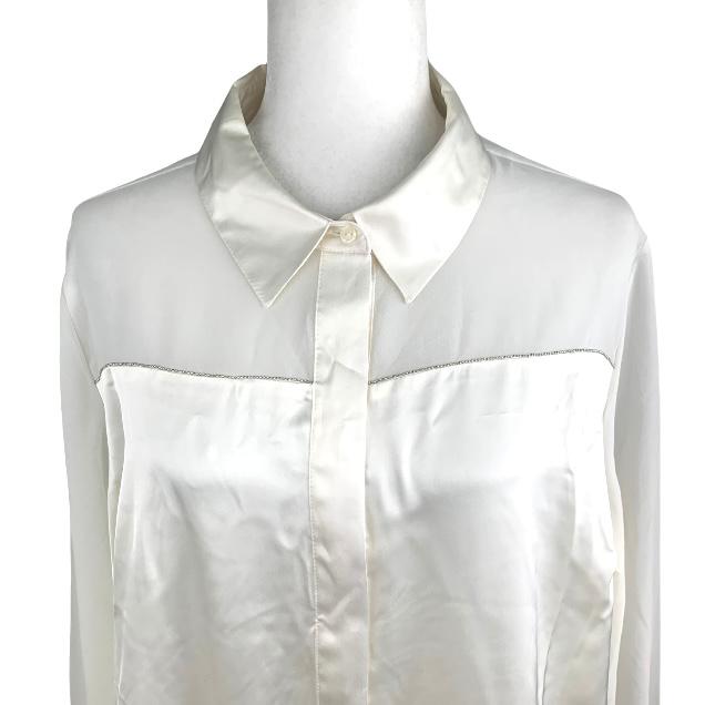 Plus Size Long Sleeve Button-Front Shirt White Women's Blouse