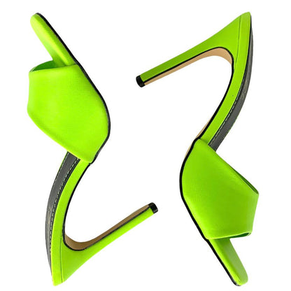 Neon Lime High Heel Women's Sandals