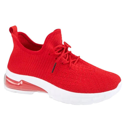 Bubble Sole Knitted Lace Up Round Toe Women's Sneakers