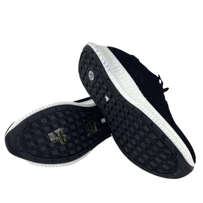 Black Knit Lace-Up Round Toe Comfort Women's Sneakers