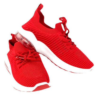 Knit Lace-Up Air Cushion Shoes Women's Sneakers