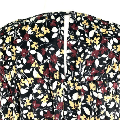 Long Sleeve Boat Neck Flower Print  Multicolor Size L Top  Women´s Blouse